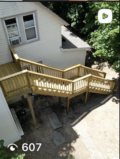 VIBE Construction Instagram post — aerial deck build, second angle