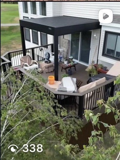 VIBE Construction Instagram post — covered deck pergola